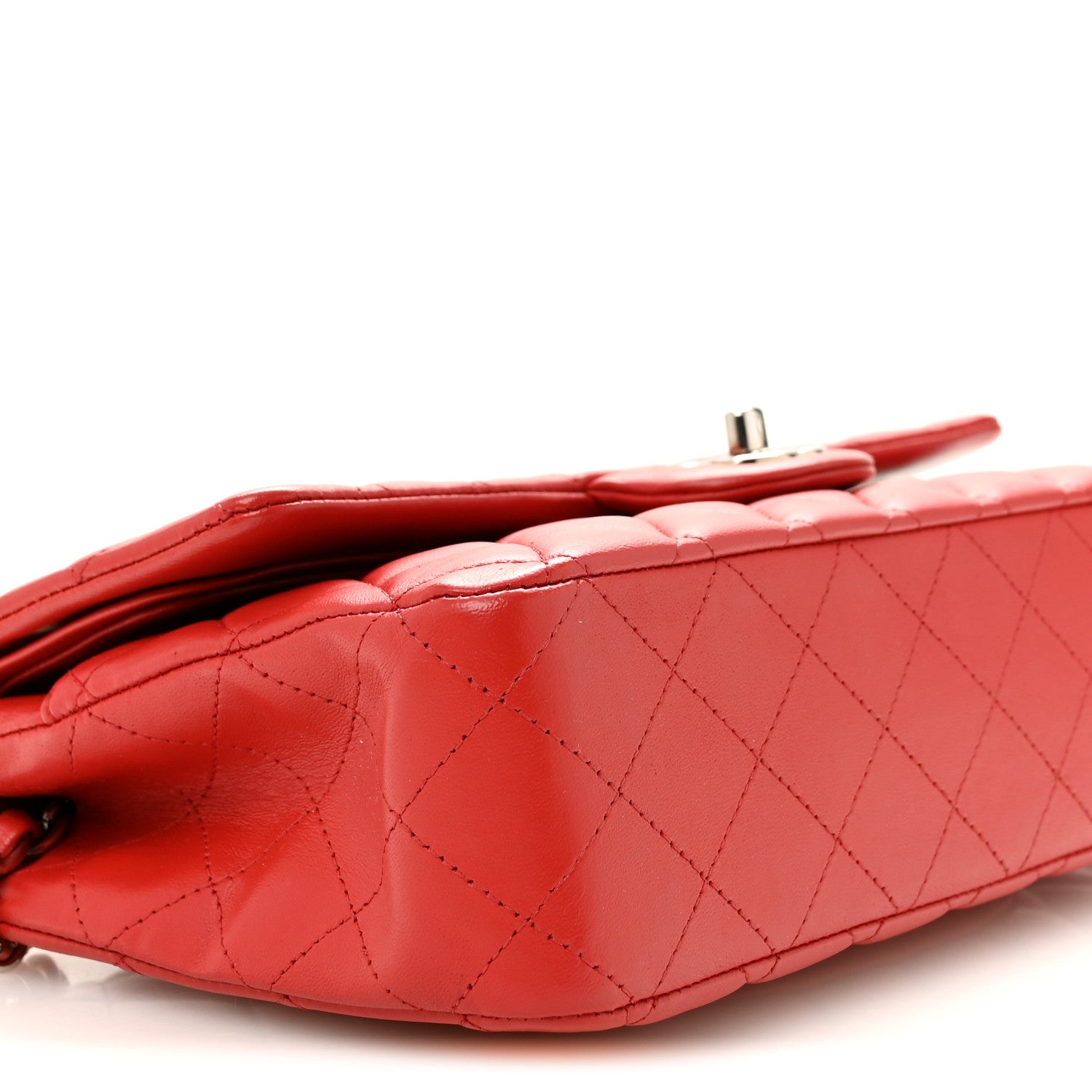 Lambskin Quilted Medium Double Flap Red