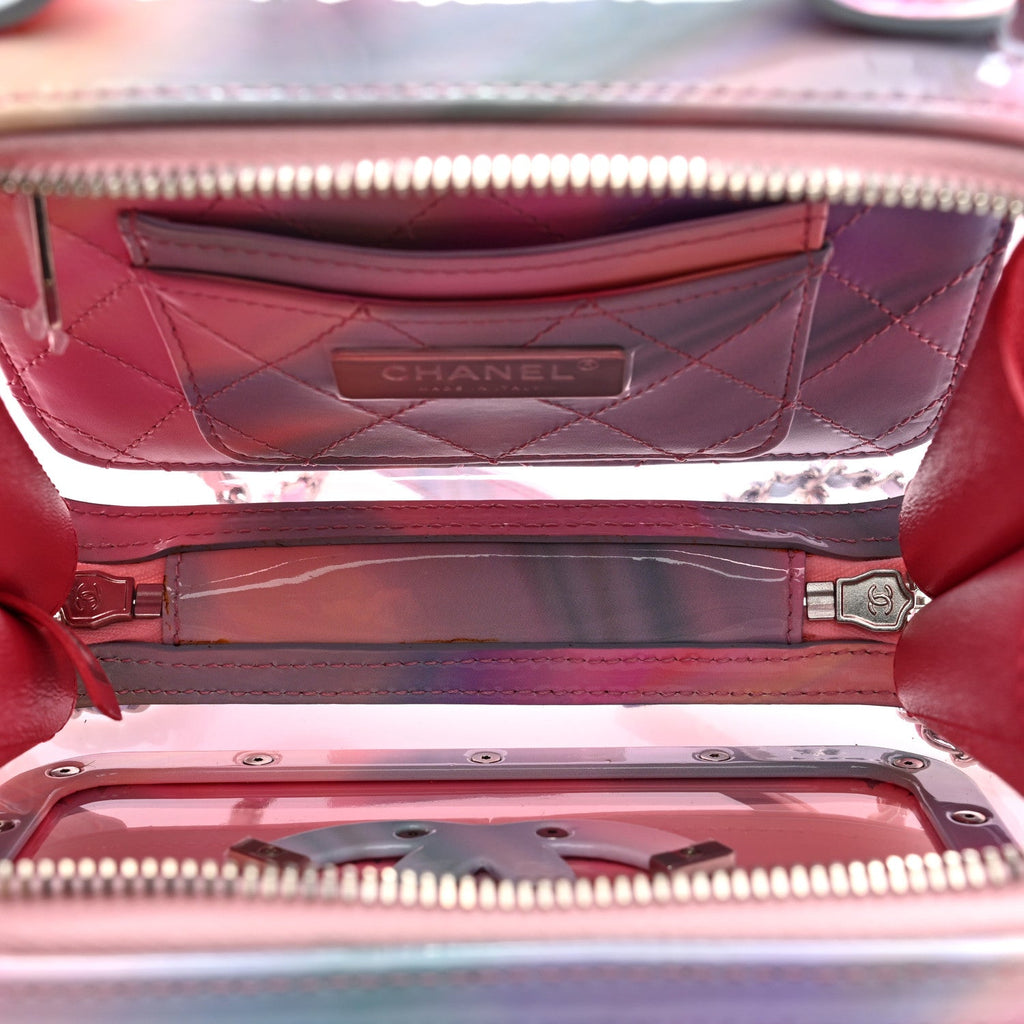 PVC Lambskin Filigree Small CC Filigree Vanity Case Pink Multicolor