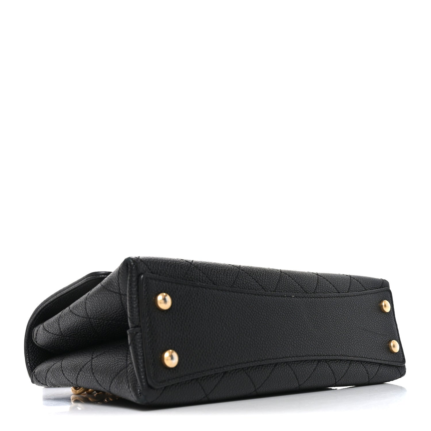 Caviar Diamond Stitched Small Top Handle Flap Black