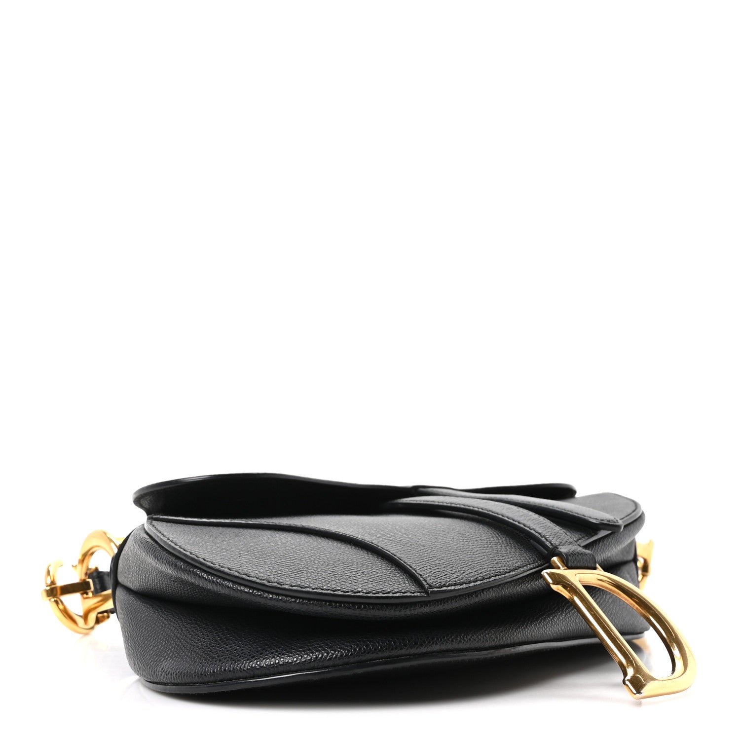 Grained Calfskin Saddle Bag Black