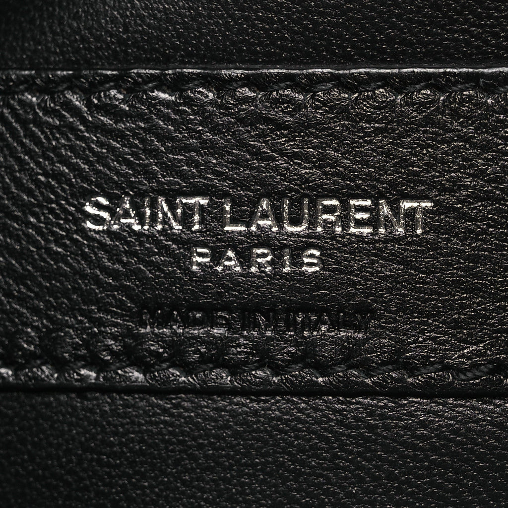 Calfskin Crocodile Embossed West Hollywood Monogram Fold Over Clutch Black