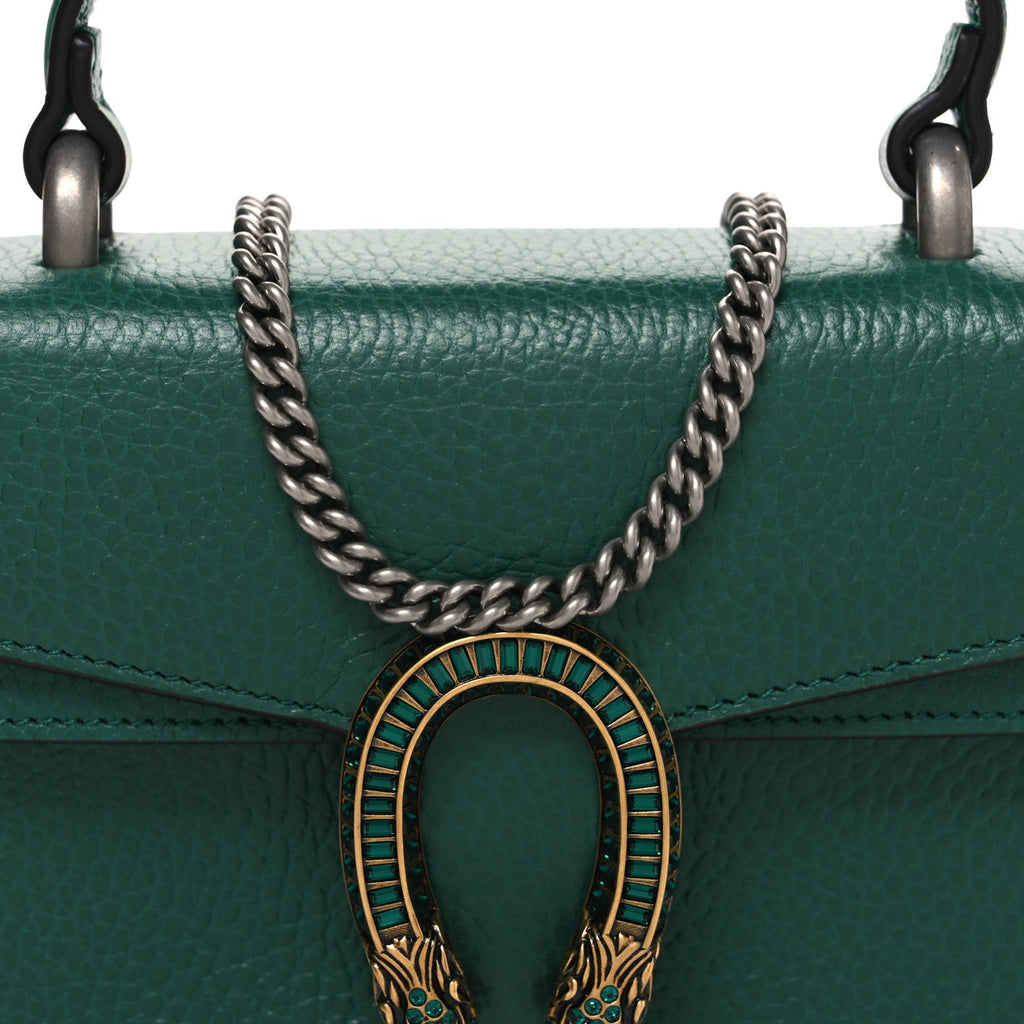 Dollar Calfskin Crystal Mini Dionysus Top Handle Bag Emerald