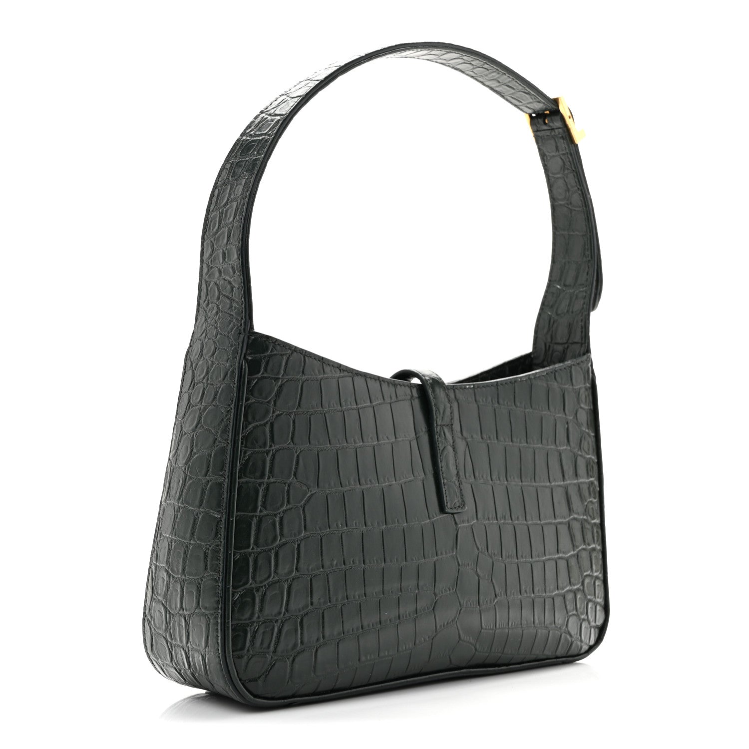 Calfskin Crocodile Embossed LE 5 A 7 Hobo Vert Fonce