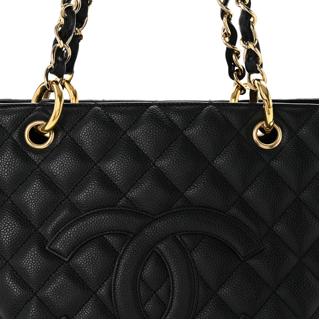 Caviar Quilted Grand Shopping Tote GST Black