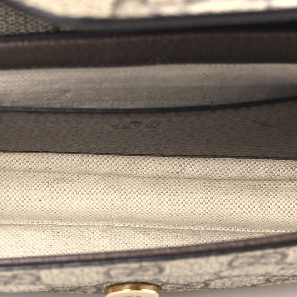 GG Supreme Monogram Textured Dollar Calfskin Web Mini Ophidia Envelope Shoulder Bag Beige Ebony