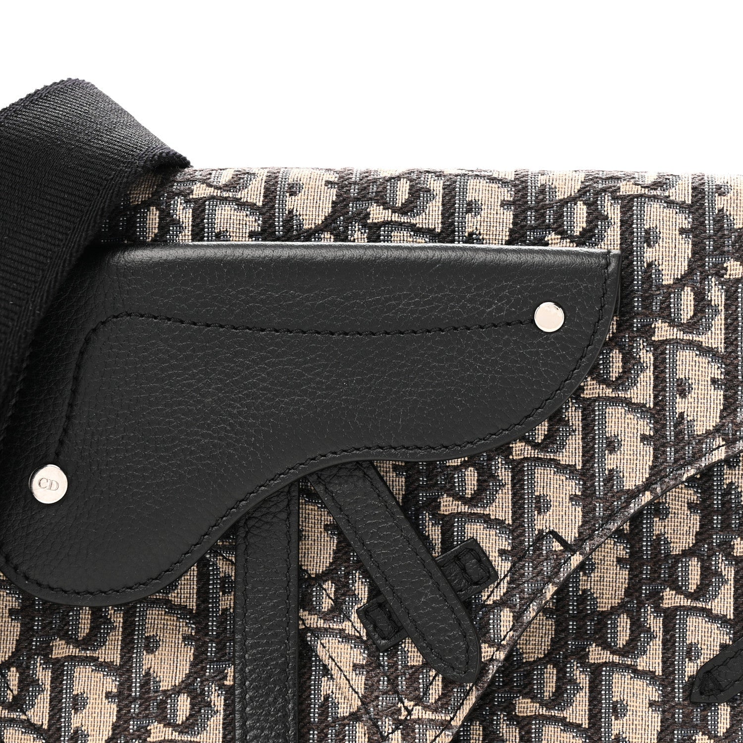Oblique Saddle Messenger Pouch Beige Black
