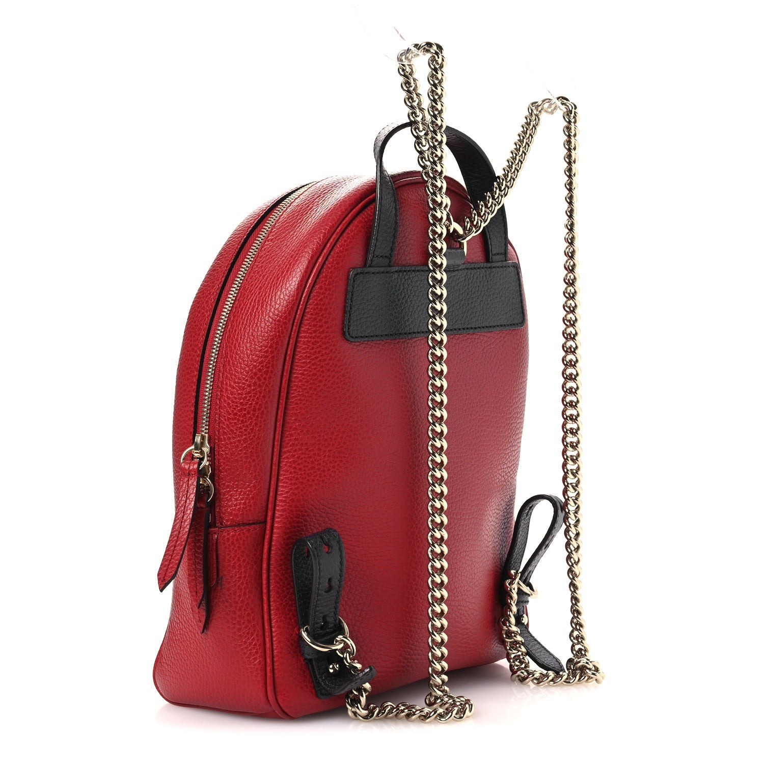 Pebbled Calfskin Bi-Color Soho Chain Backpack Red Navy