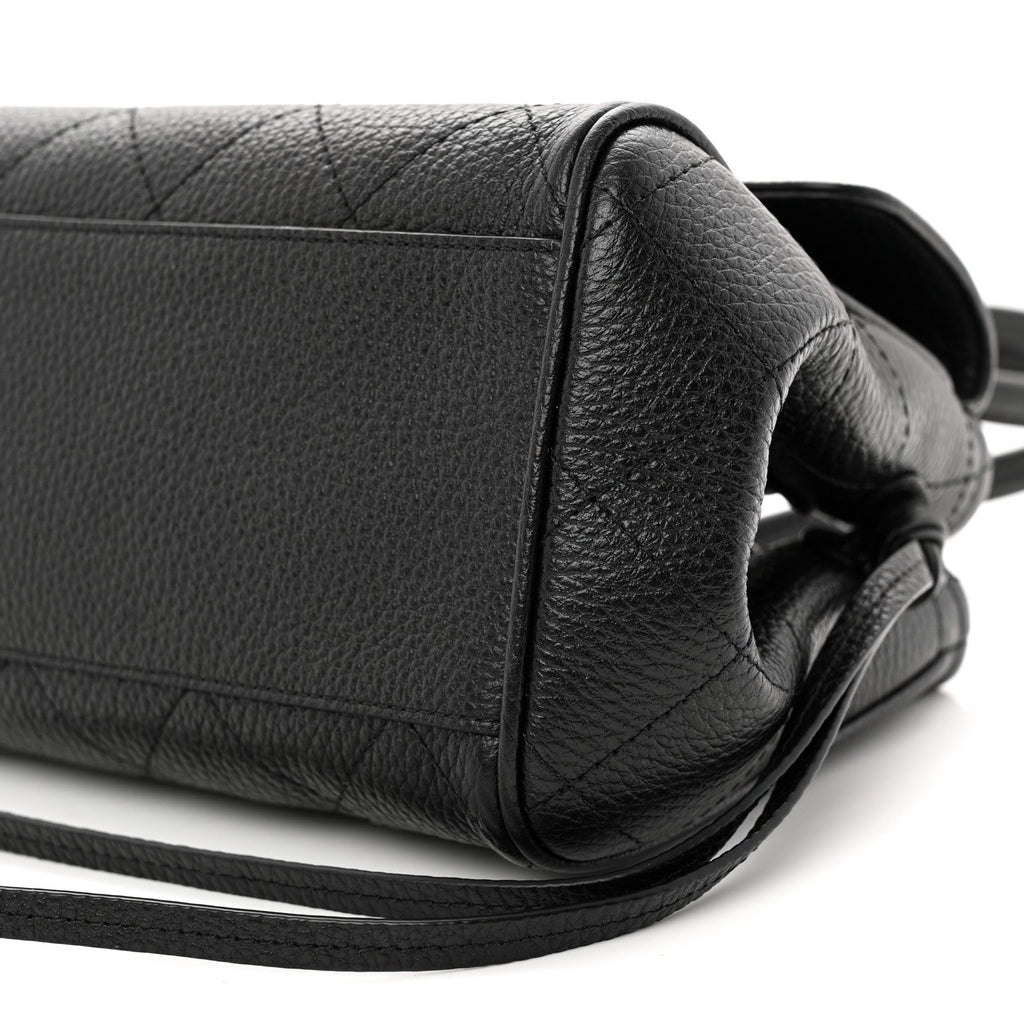 Grained Calfskin Urban Essentials Small Shopping Bag Black