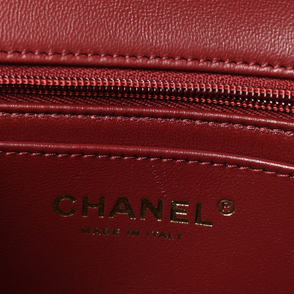 Lambskin Quilted Mini Rectangular Flap Burgundy