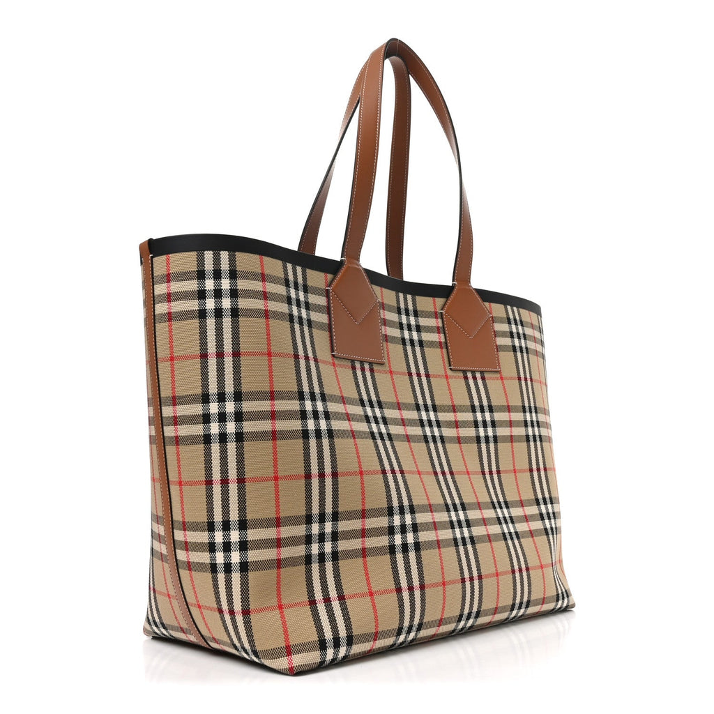 Cotton Vintage Check Large London Tote Bag Briar Brown Black