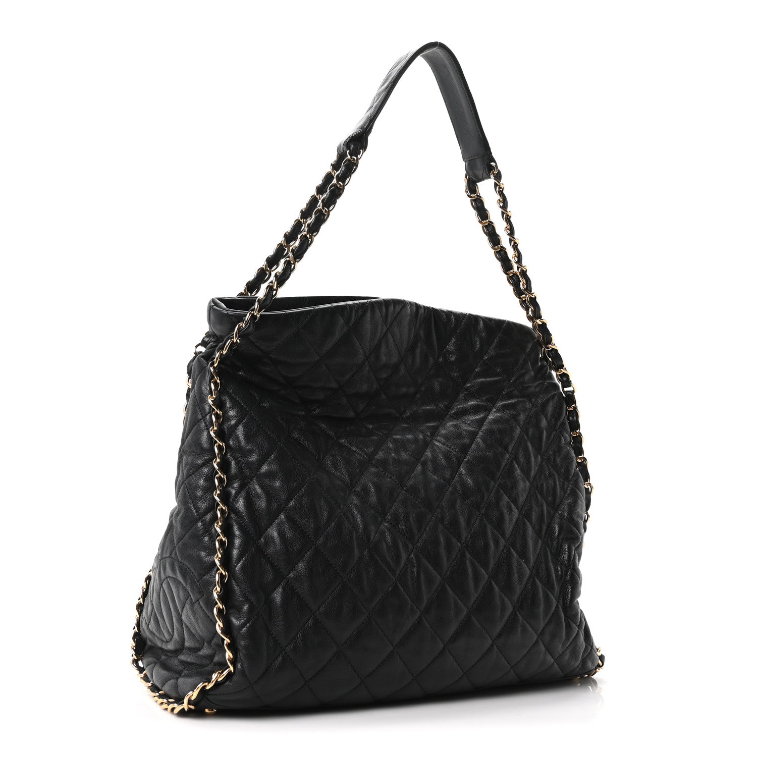 Calfskin Quilted Medium Chain Me Hobo Black