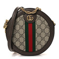 GG Supreme Monogram Web Mini Ophidia Round Shoulder Bag Brown
