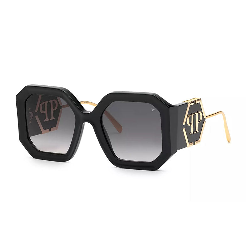 Philipp Plein Sunglasses Square Full Rim, Black Frame and Grey Gradient Lens SPP0670700