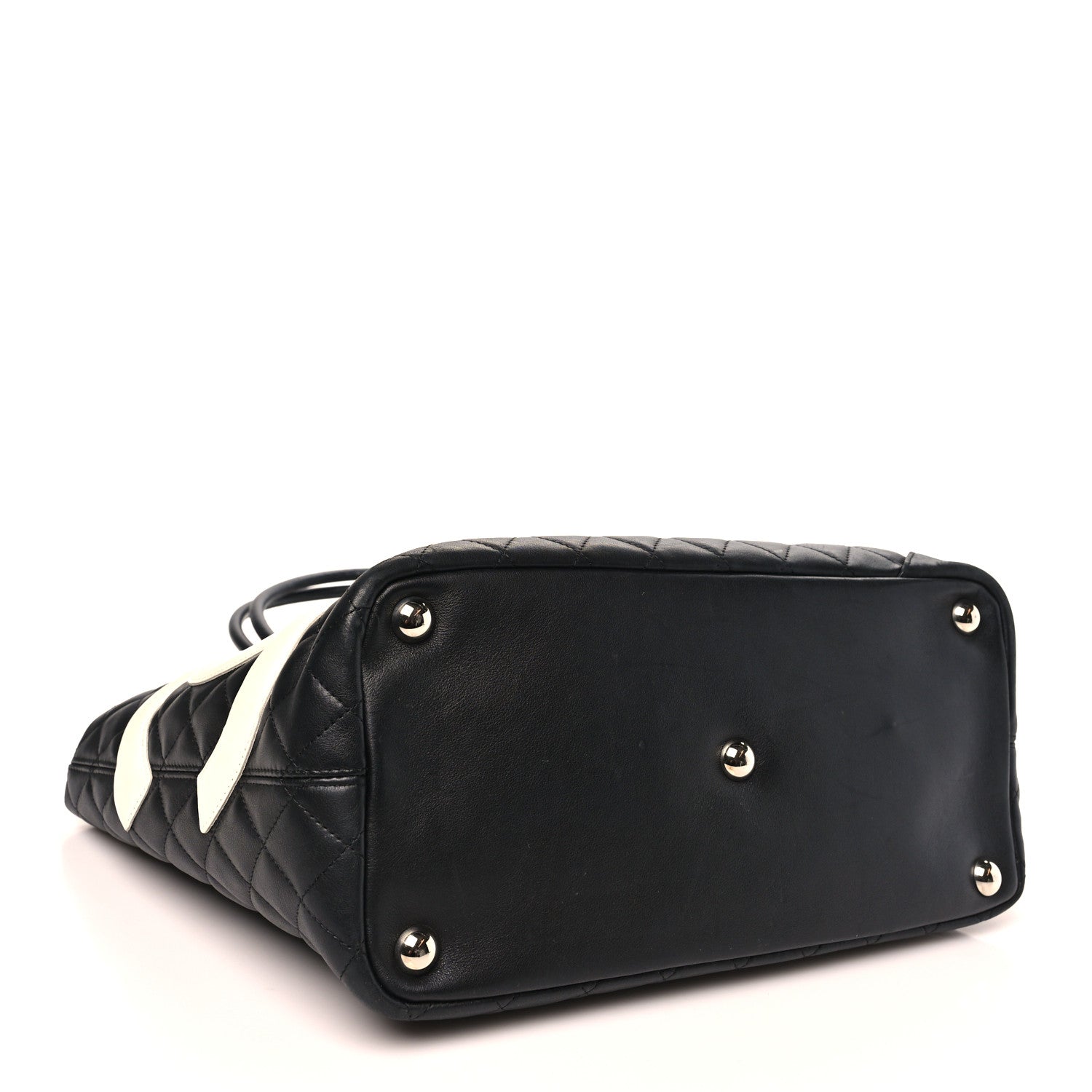 Calfskin Quilted Large Cambon Tote Black White