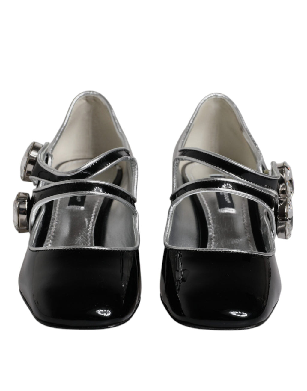 Dolce & Gabbana Black Patent Leather Crystal Mary Jane Pumps Women's Shoes