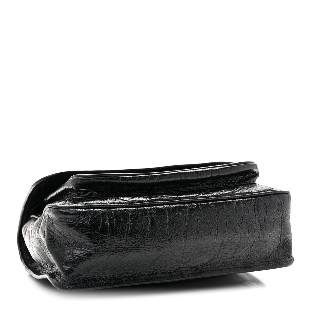 Crinkled Calfskin Matelasse Monogram Large Niki Chain Satchel Black