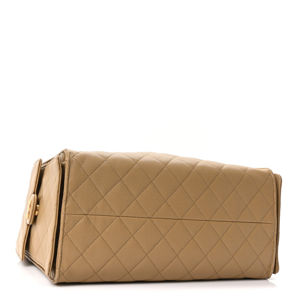 Caviar Quilted Medium Chanel 25 Handbag Dark Beige