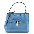 Metallic Calfskin Serpenti Forever Top Handle Blue