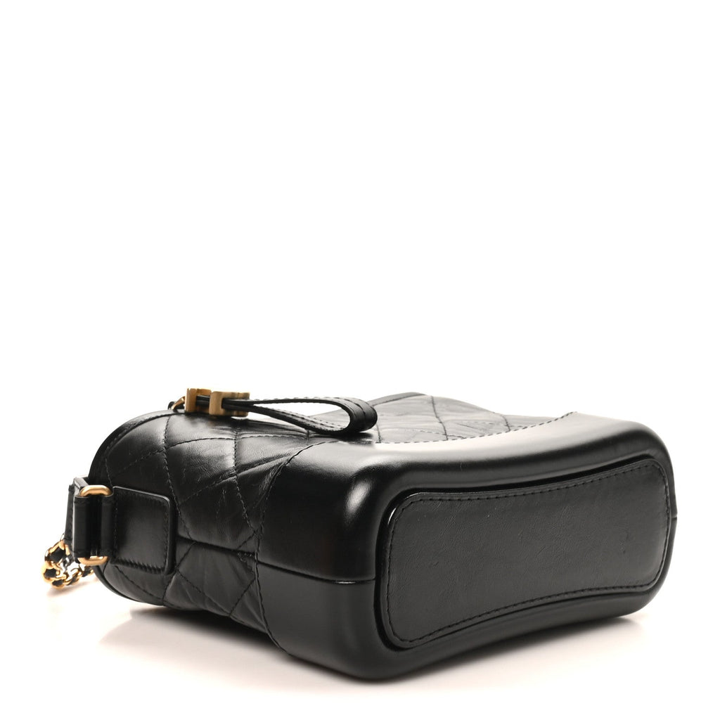 Aged Calfskin Quilted Small Gabrielle Hobo Black