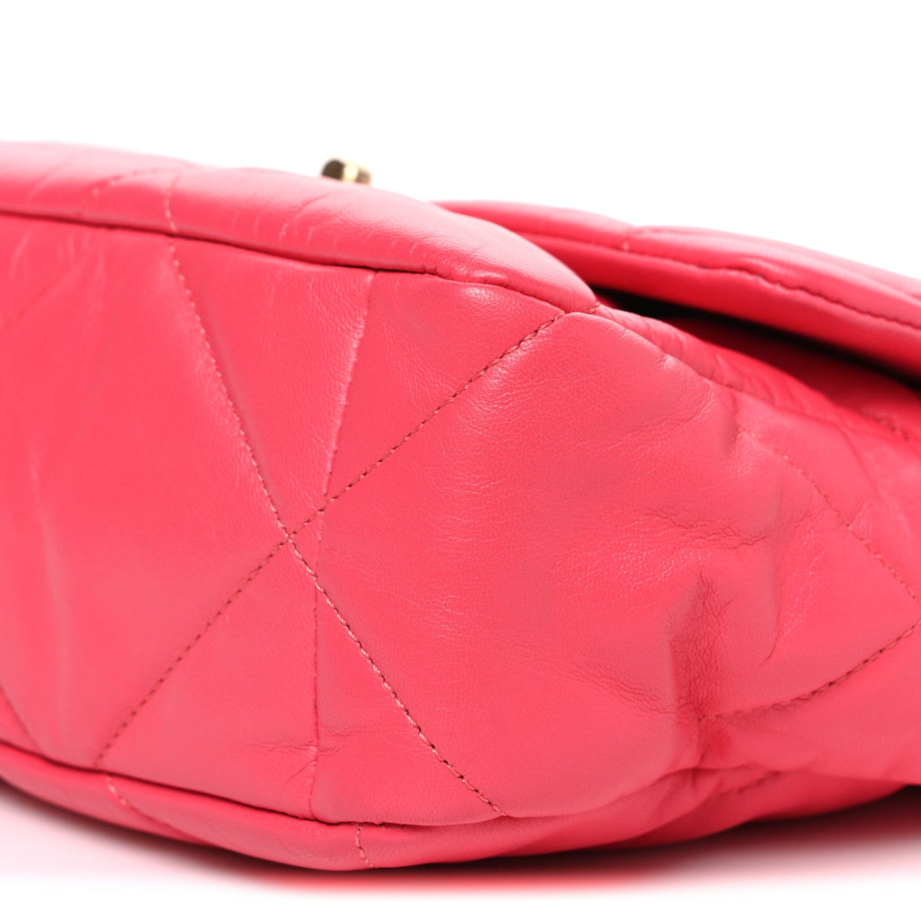 Lambskin Quilted Large Chanel 19 Flap Dark Pink