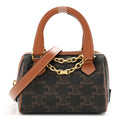 Triomphe Canvas Calfskin Mini Boston Bag Tan