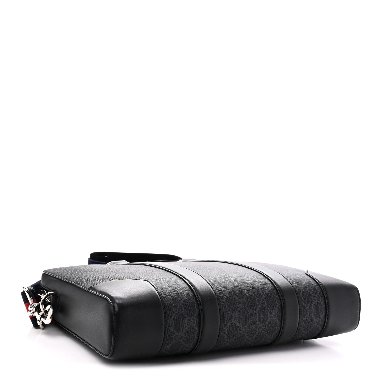 GG Supreme Monogram Appia Calfskin Web Briefcase Black