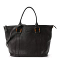 Calfskin Bamboo Top Handle Tote Dark Brown