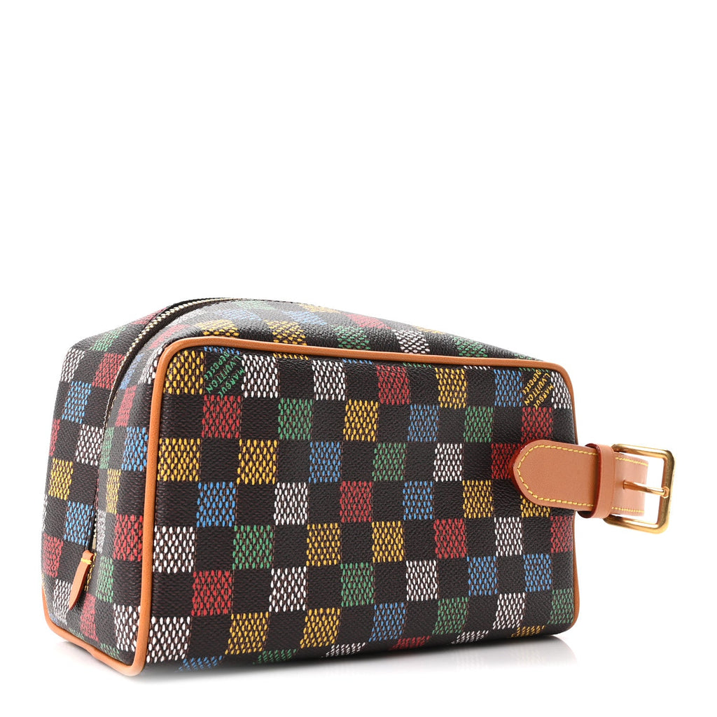 LV Vers Damier Ebene Locker Dopp Kit Toilet Pouch Multicolor