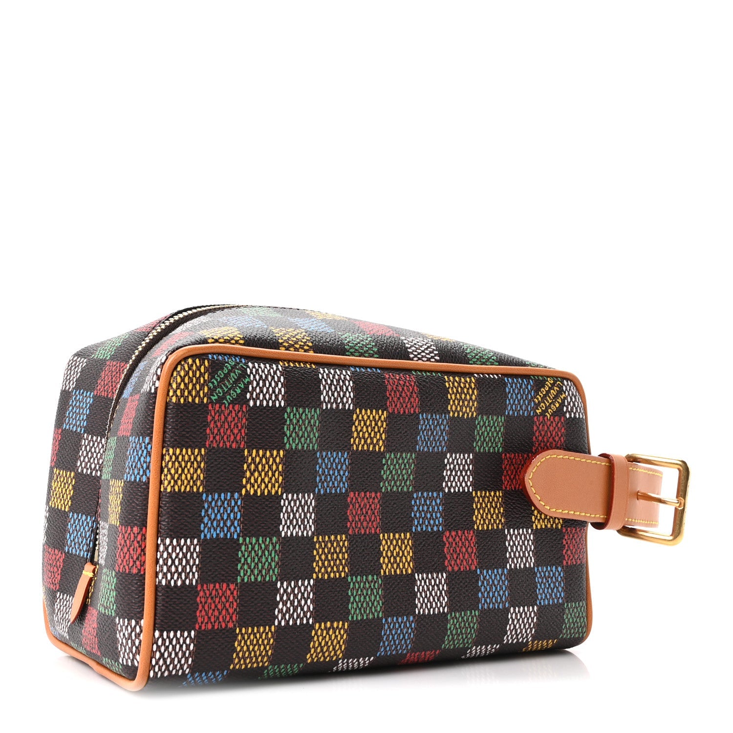 LV Vers Damier Ebene Locker Dopp Kit Toilet Pouch Multicolor