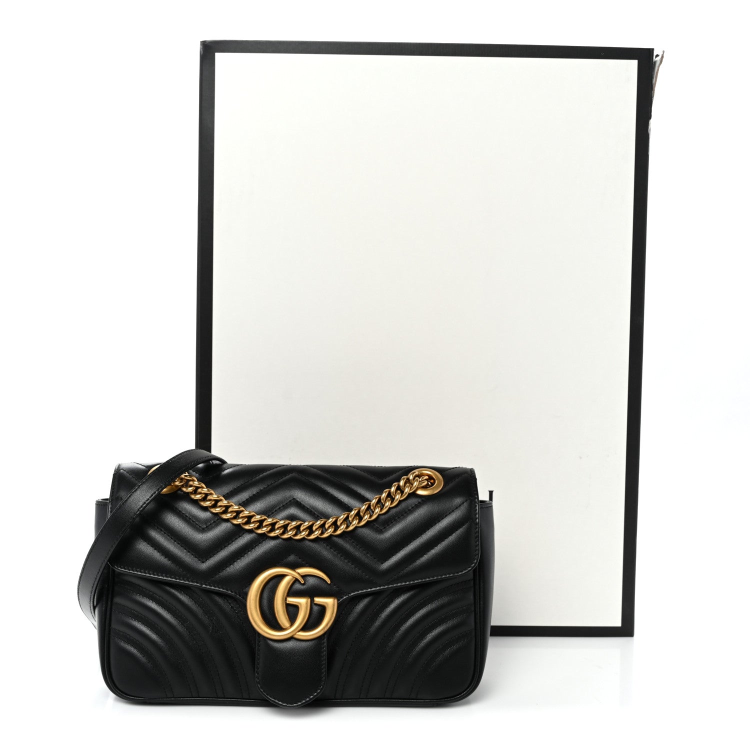 Calfskin Matelasse Small GG Marmont Shoulder Bag Black