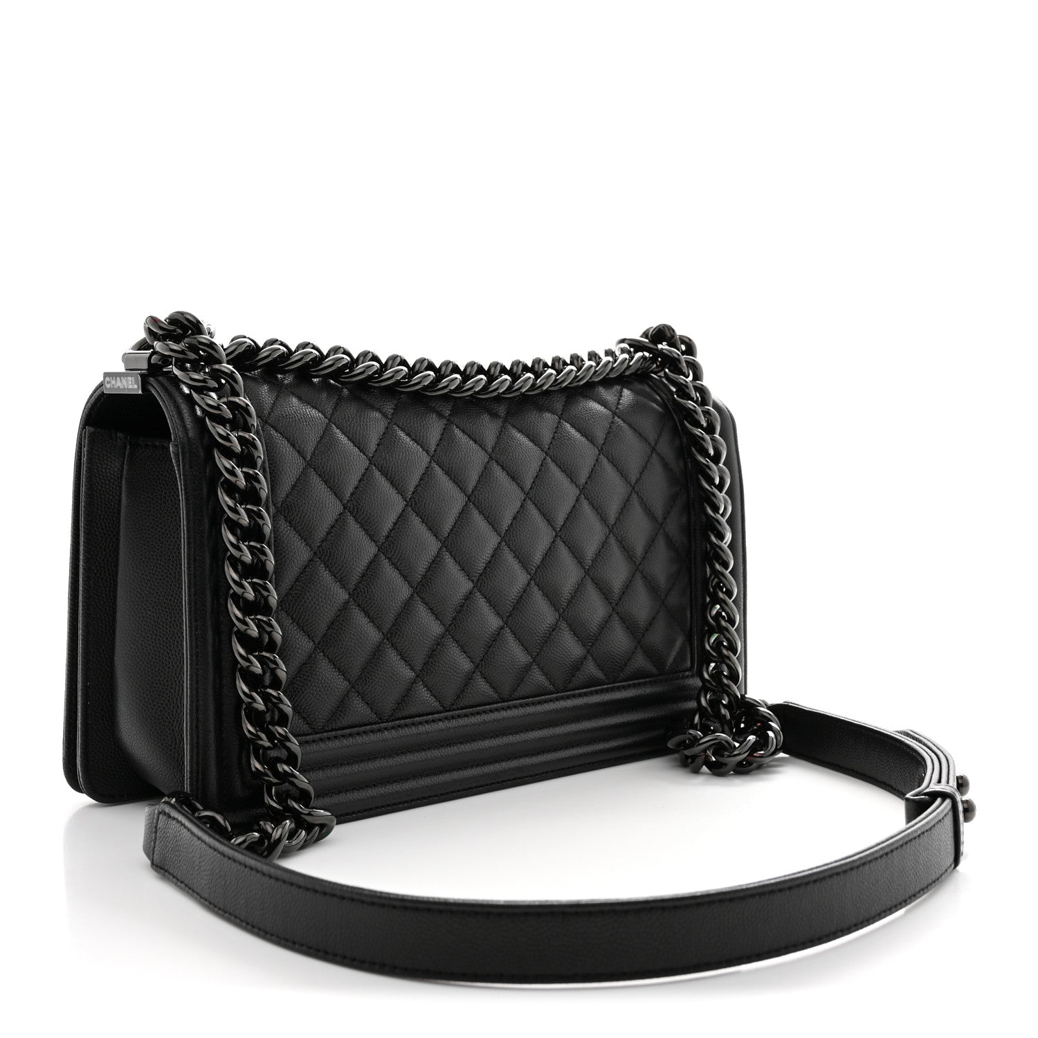 Caviar Quilted Medium Boy Flap So Black