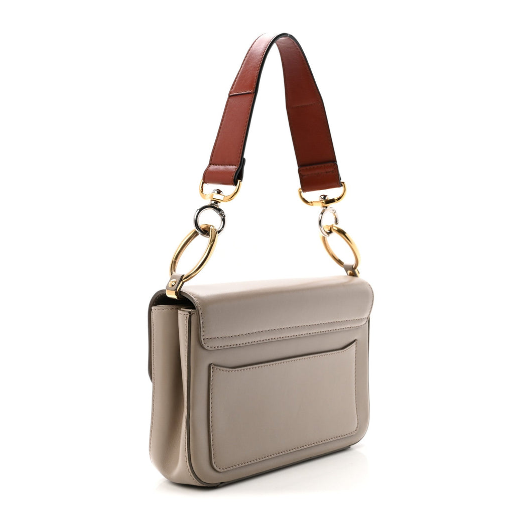 Shiny Calfskin Suede Small C Double Carry Bag Motty Grey