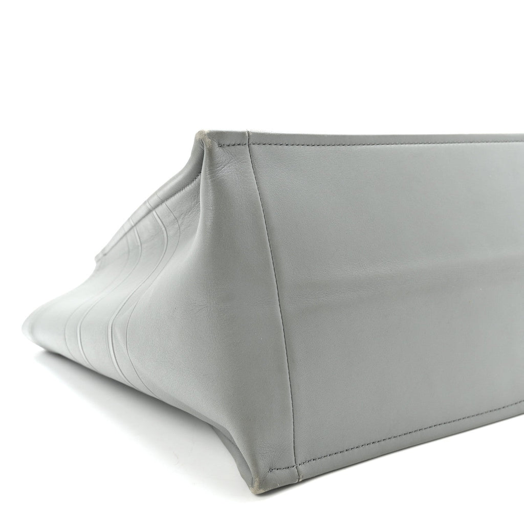 Calfskin Embossed Medium Book Tote Grey Stone