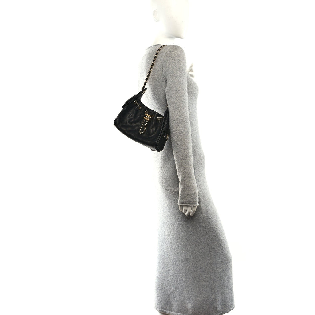 Caviar Quilted Mini Chanel 25 Handbag Black