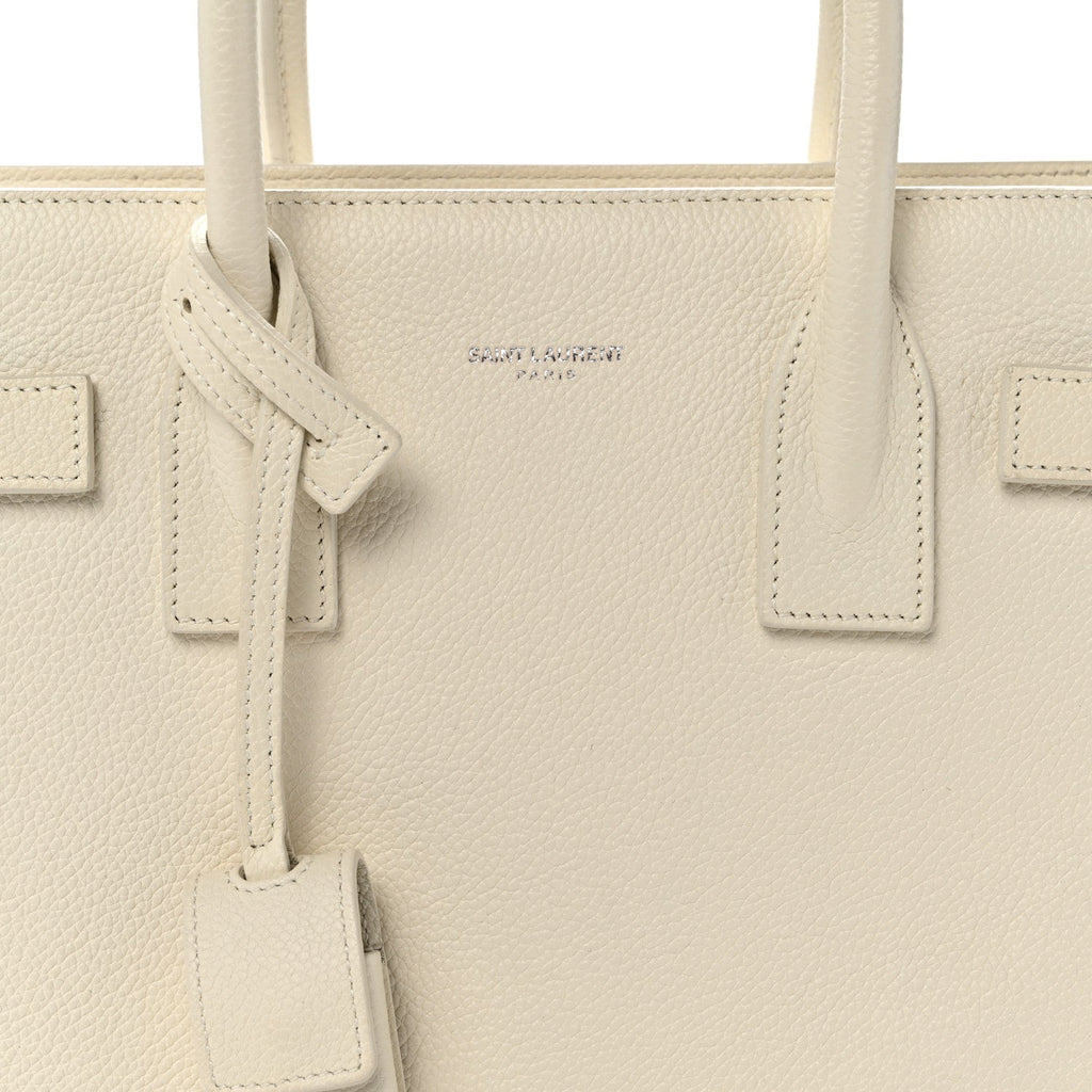 Grained Calfskin Baby Sac De Jour White