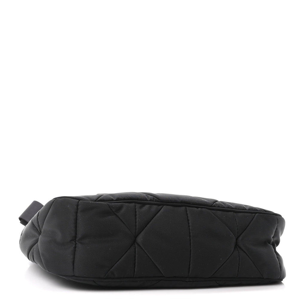 Re-Nylon Triangle Padded Patchwork Shoulder Bag Black