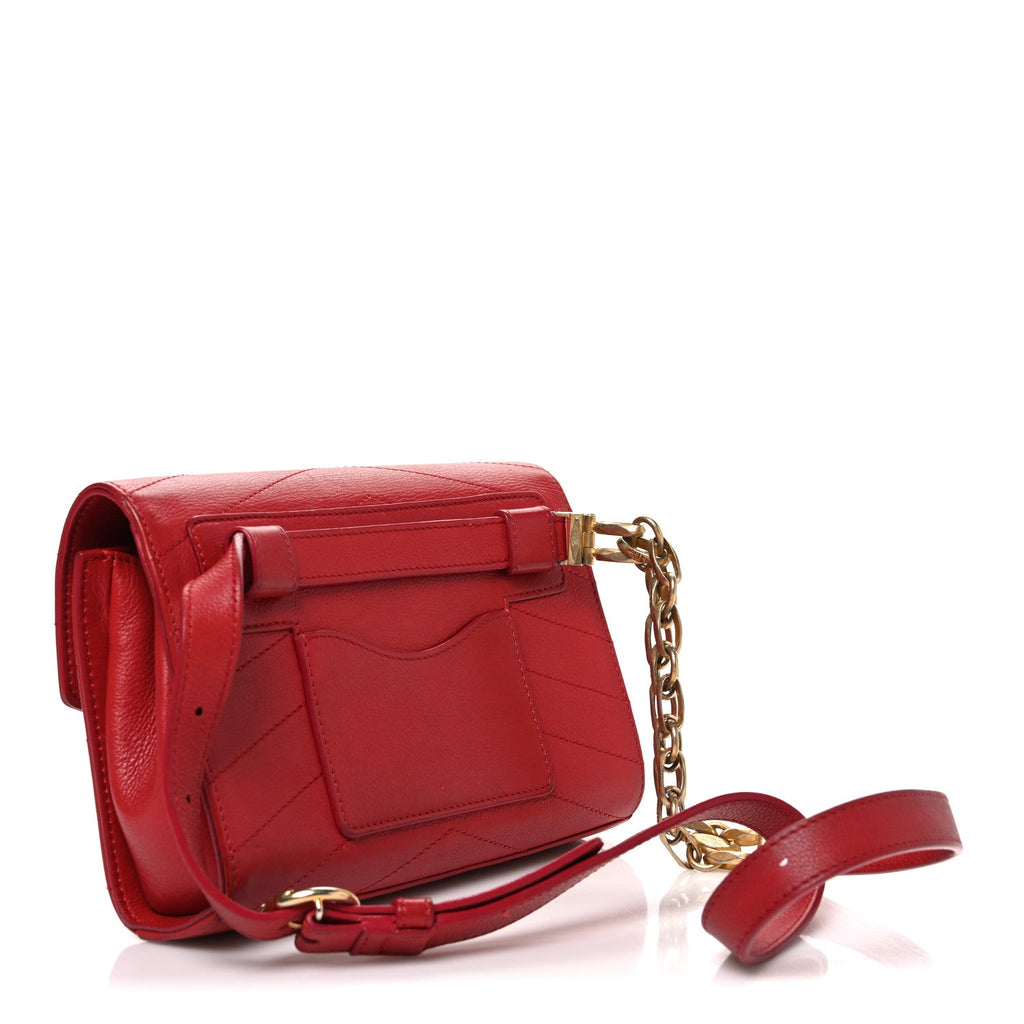 Calfskin Chevron Stitched Coco Waist Bag Red