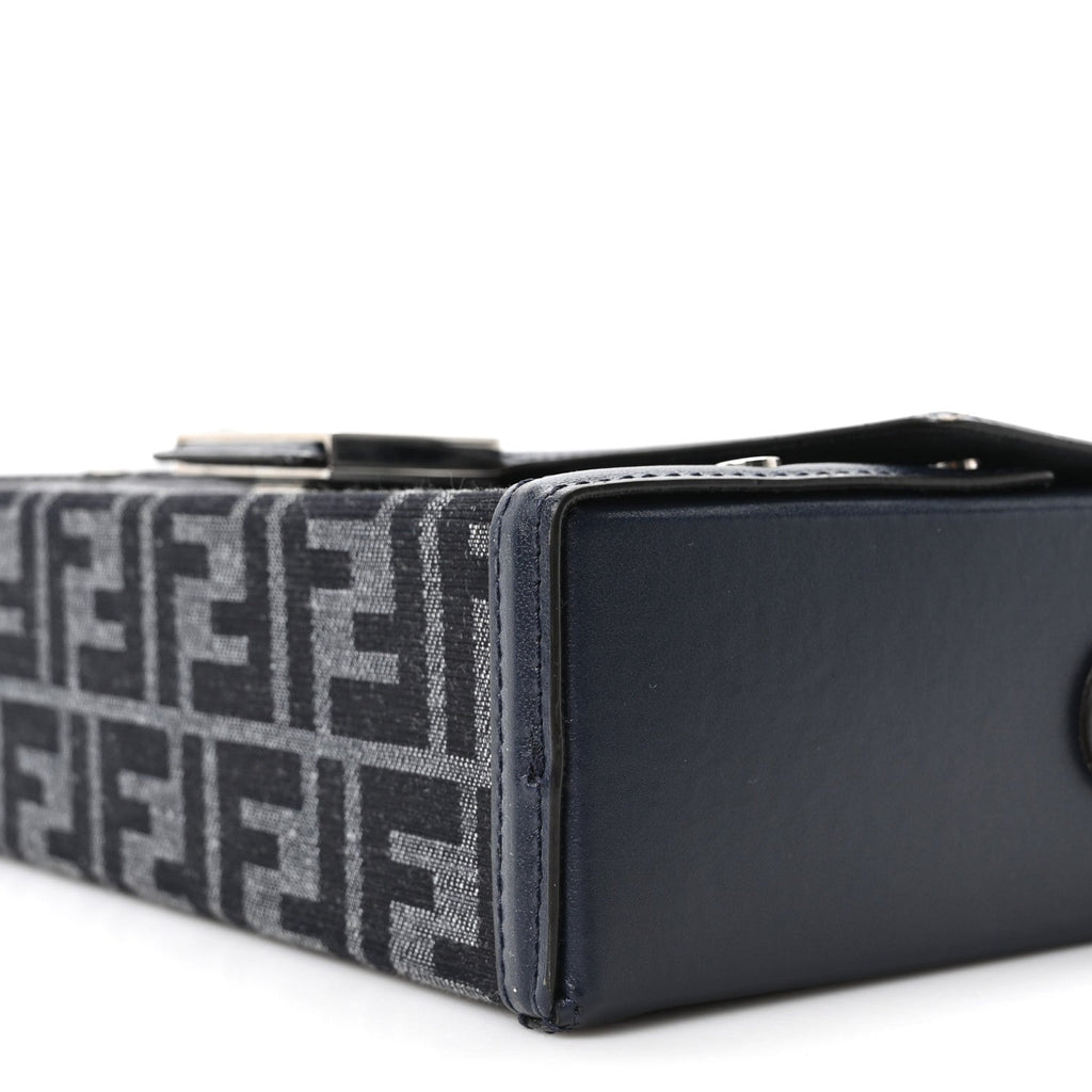 Recycled Fabric Jacquard Vitello King FF 1974 Baguette Soft Trunk  Blue Blue