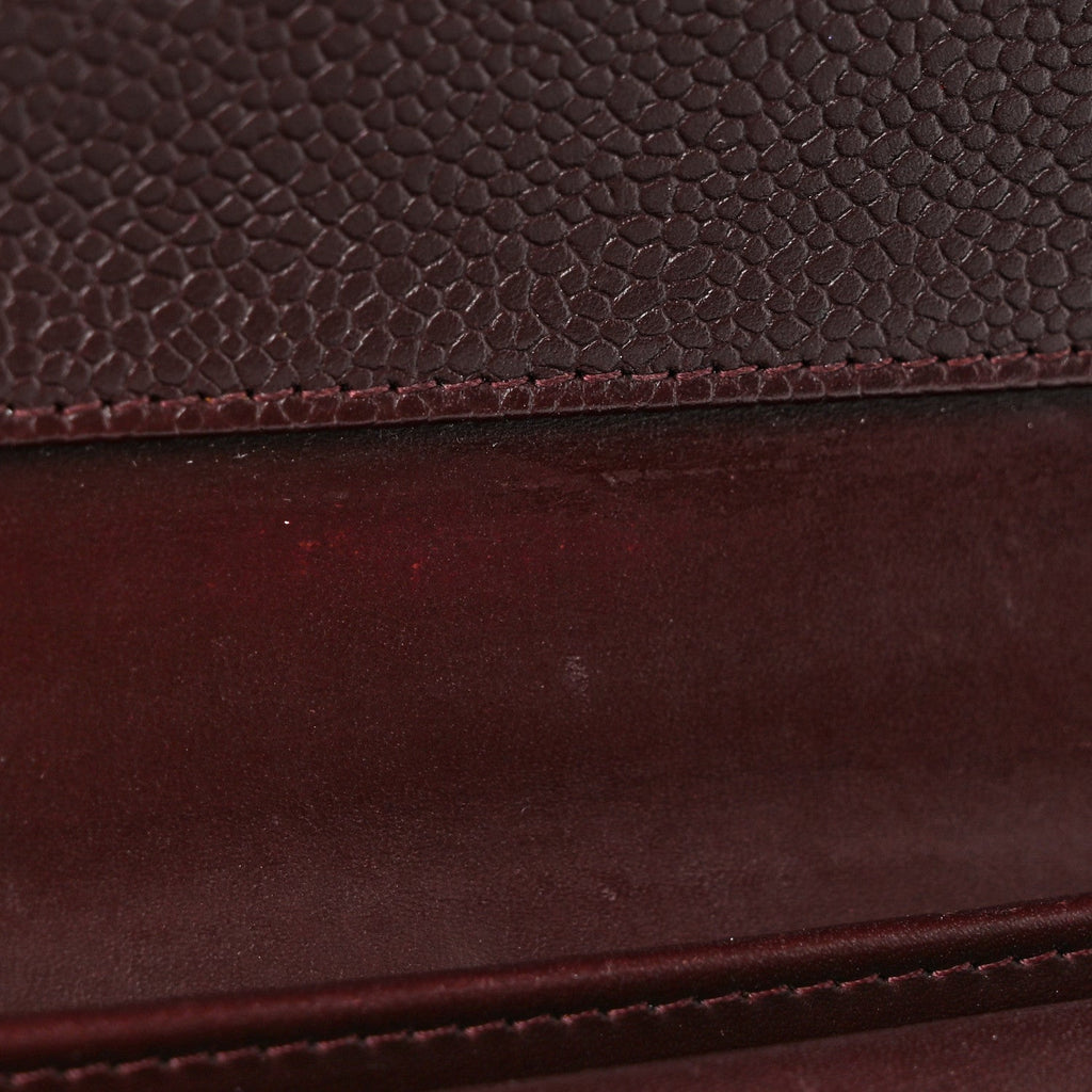 Caviar Quilted Large Flap Wallet Burgundy