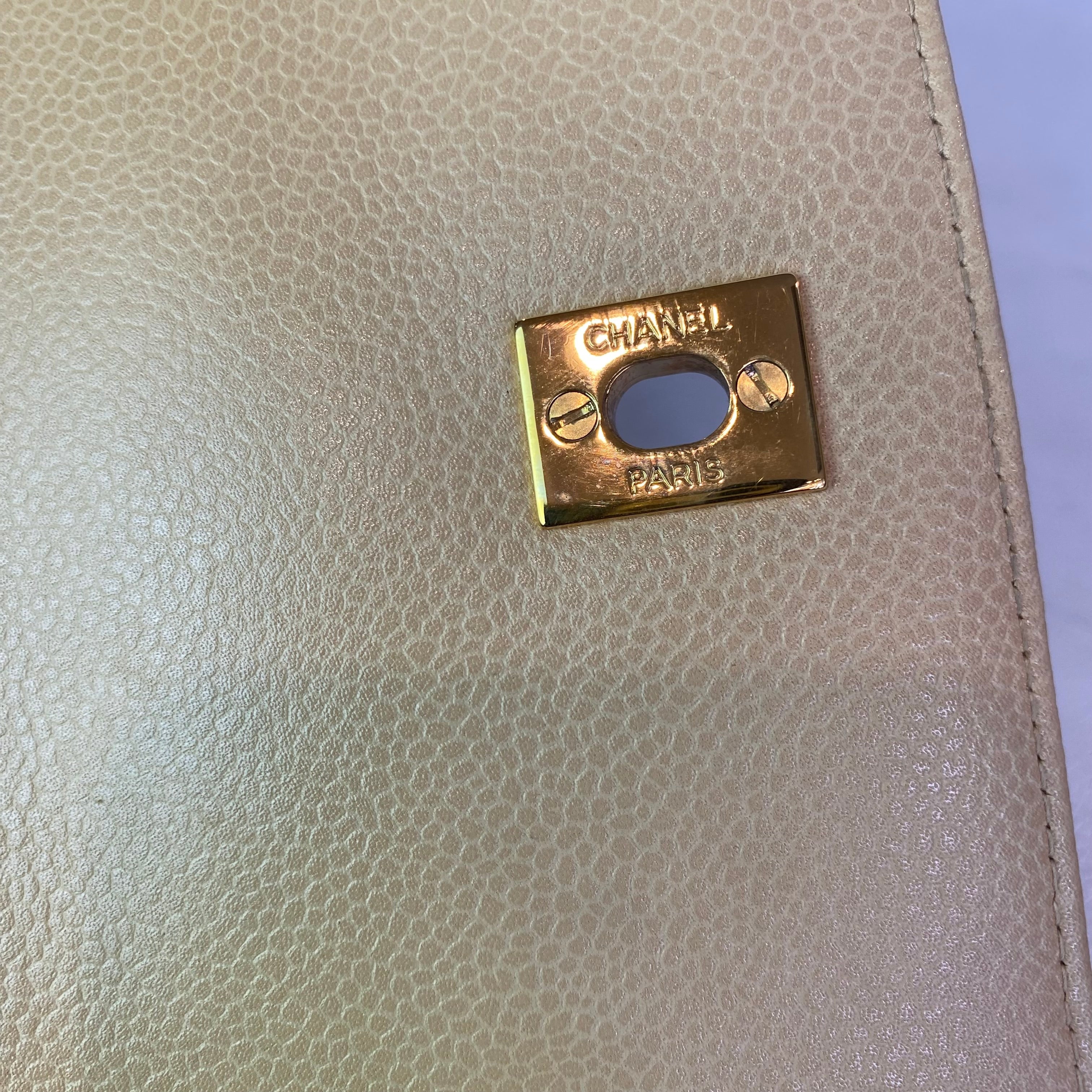 CHANEL “Kelly Bag” Top Handle Satchel Hand Bag Beige