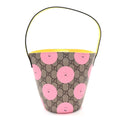 GG Supreme Monogram Childrens Printed Smile Bucket Bag Beige Dark Brown Yellow Pink