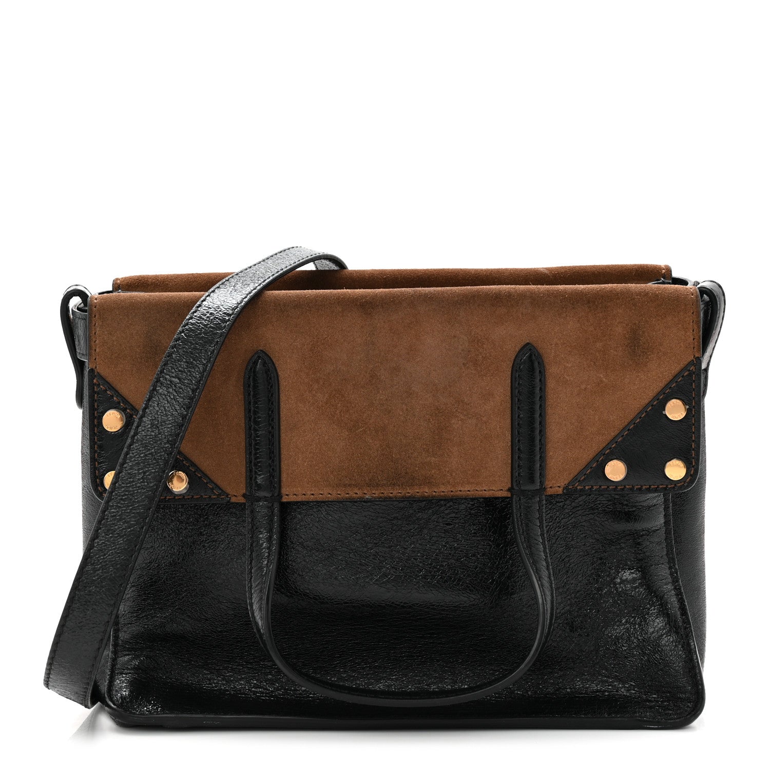 Agnello Old Shine Vitello Go Rain Small Flip Tote Black Marrone