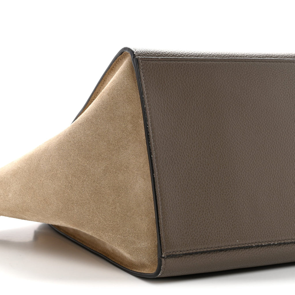 Drummed Calfskin Suede Medium Trapeze Souris