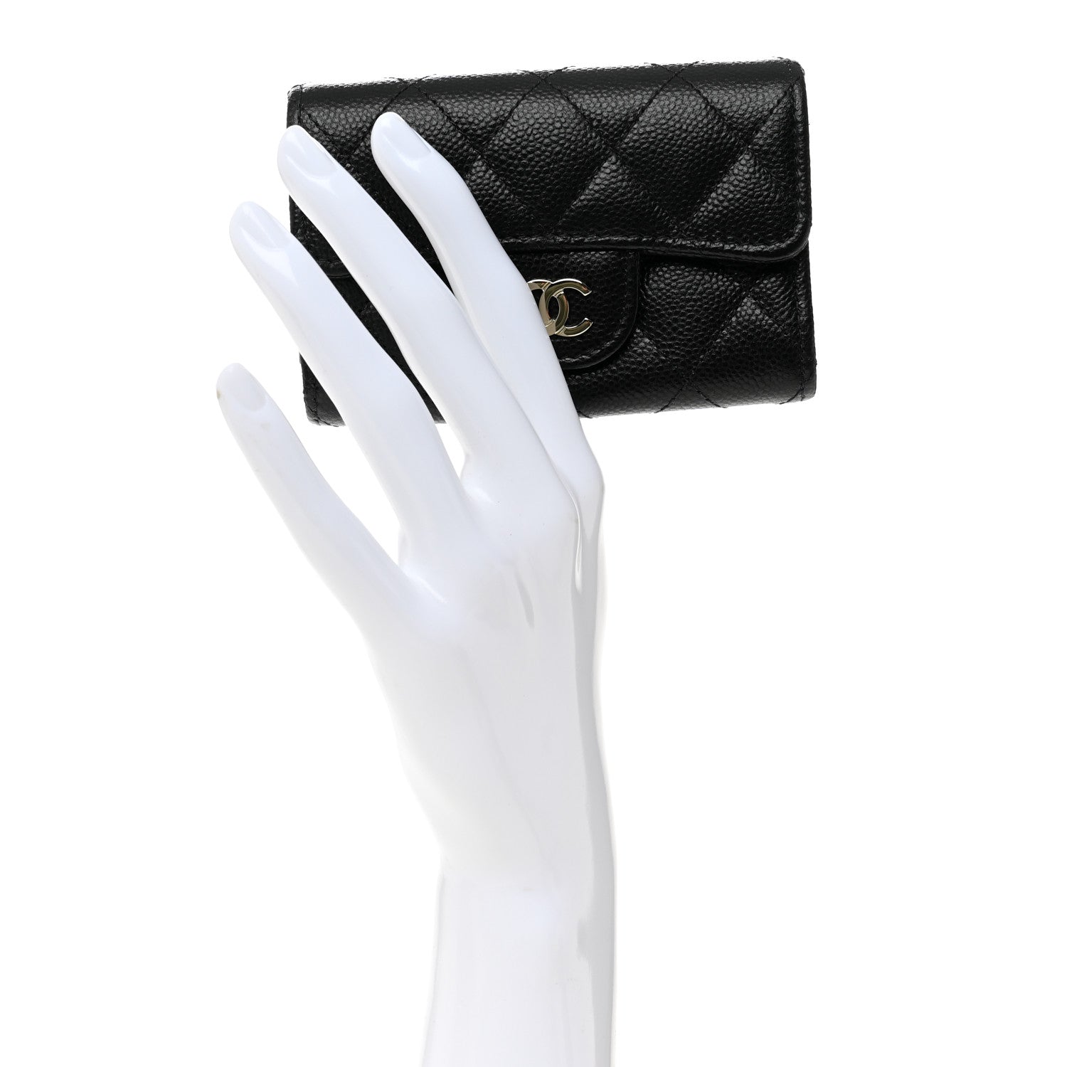 Caviar Quilted Classic 4 Key Holder Wallet Black