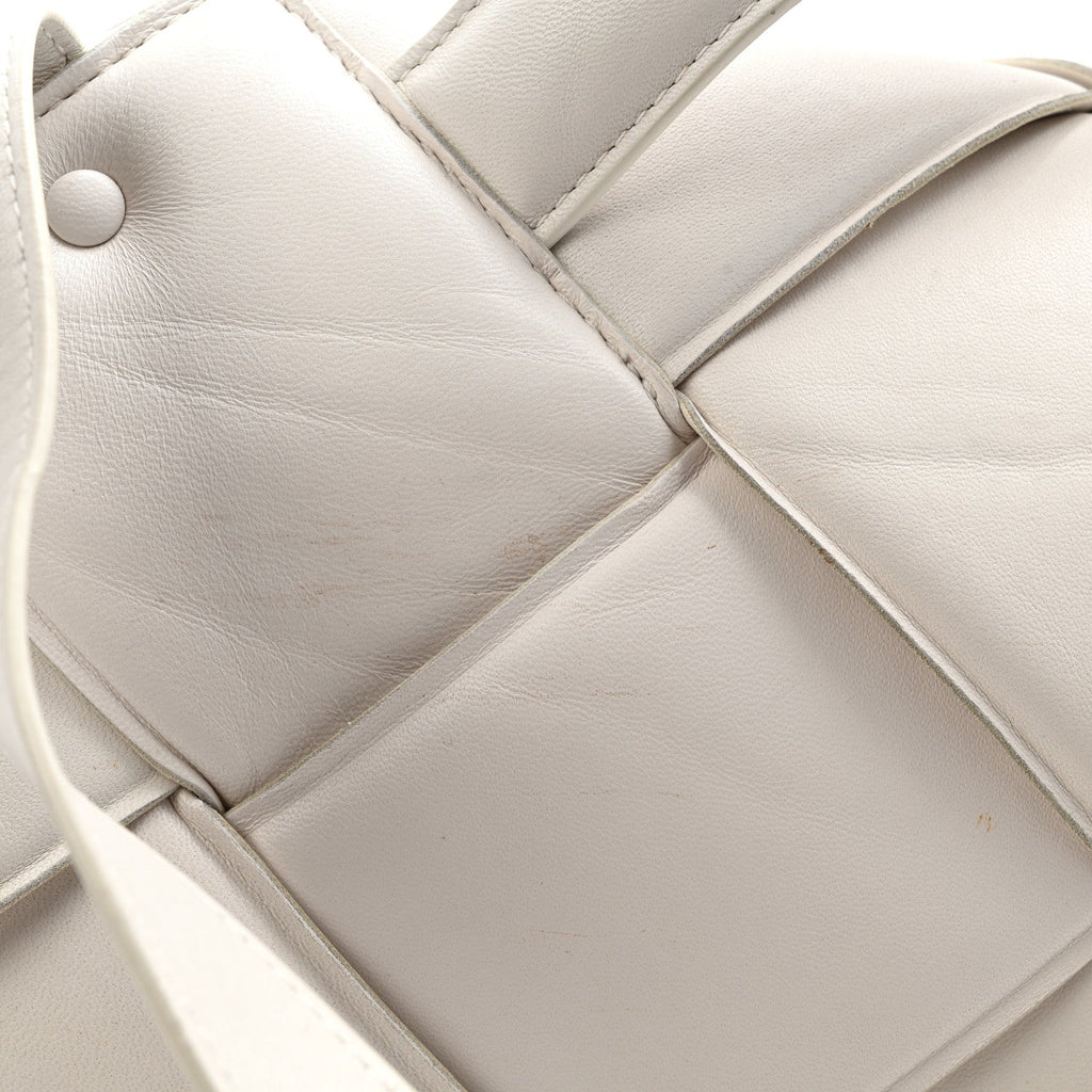 Nappa Intreccio Padded Top Handle Shoulder Bag White