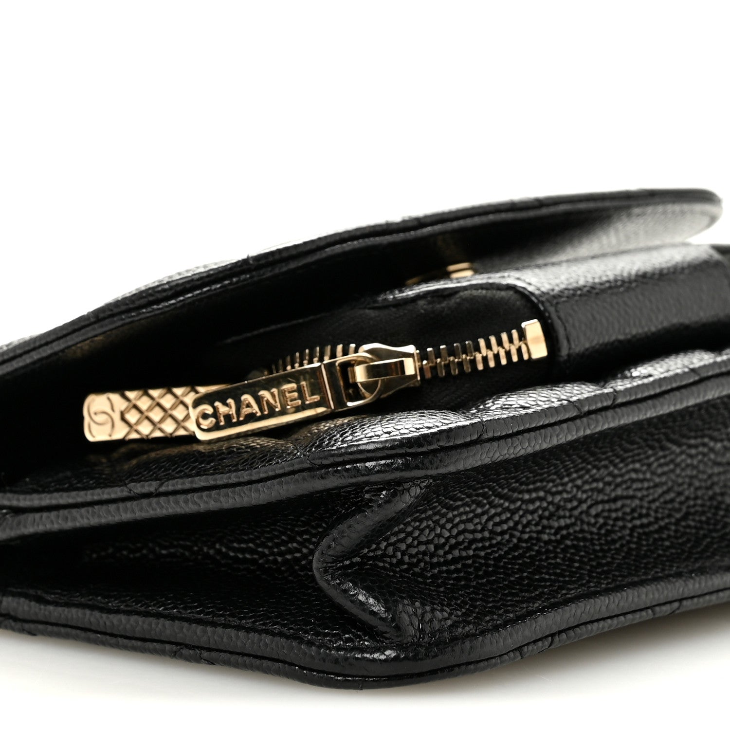 Caviar Quilted Business Affinity Clutch With Chain Black