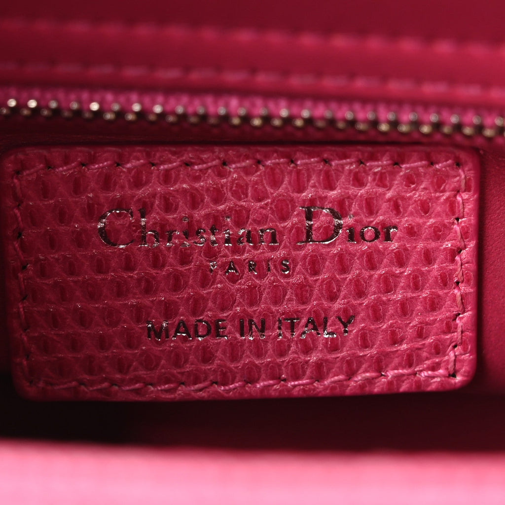 Lizard Swarovski Crystal Mini Lady Dior Dark Pink