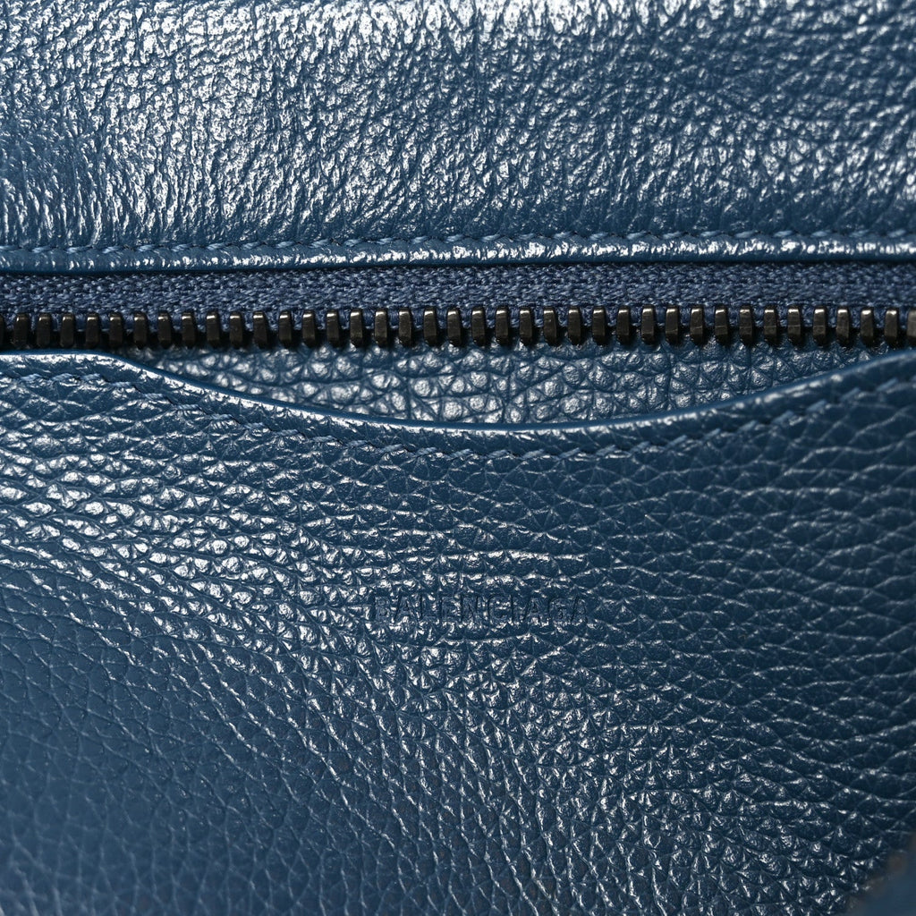 Grained Calfskin Neo Classic Silver Hardware Mini City Petrol Blue