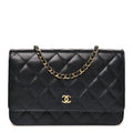 Caviar Quilted Wallet on Chain WOC Black