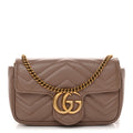 Calfskin Matelasse Super Mini GG Marmont Shoulder Bag Porcelain Rose